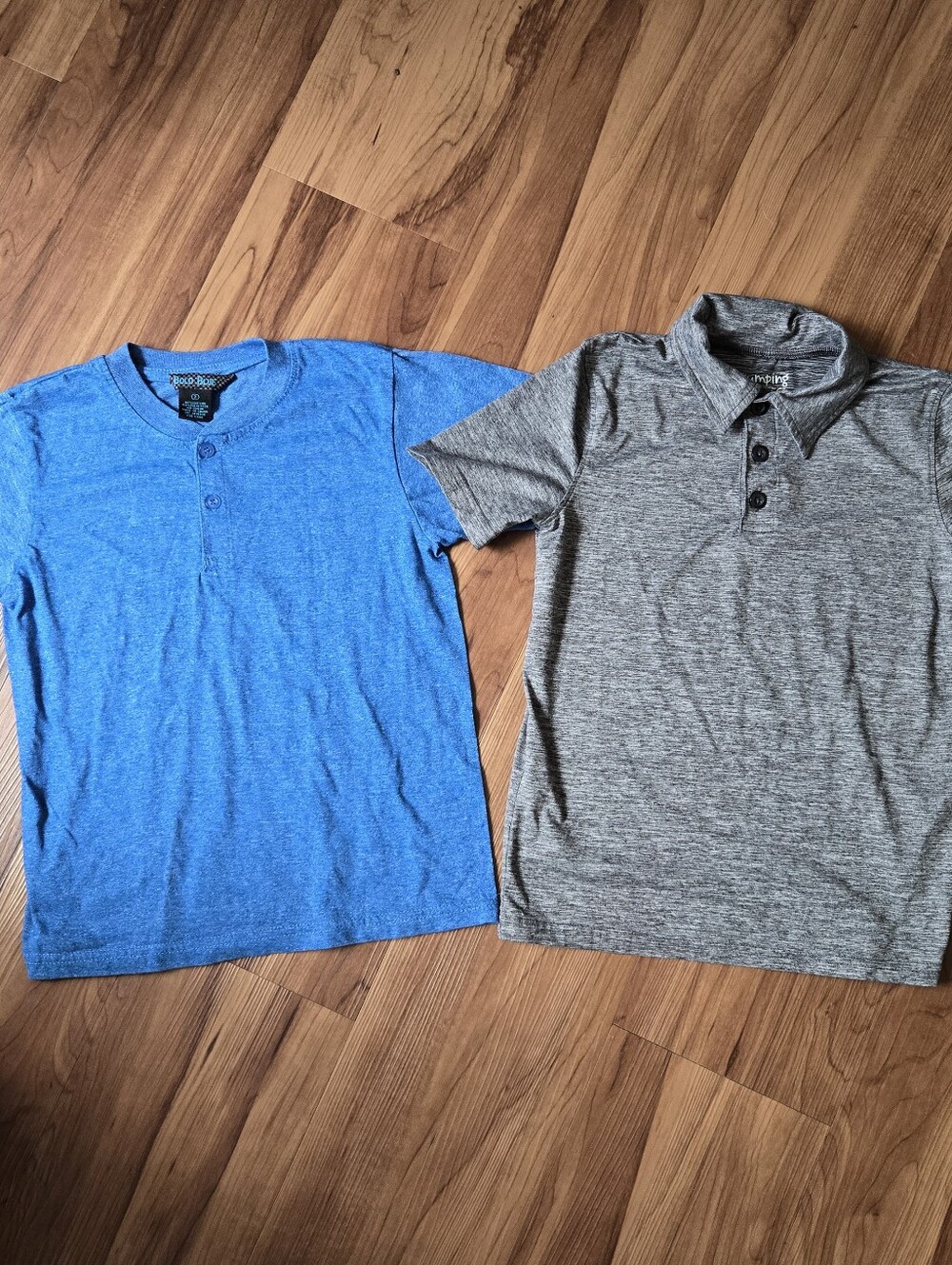 Blue Henley Tee & Gray Polo Shirt Set Little Boy 7 EUC